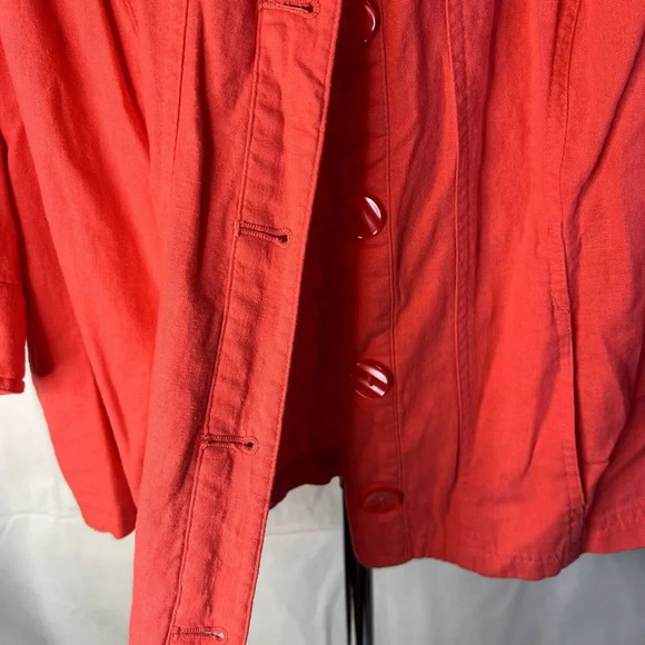 CJ Banks Linen Blend Button Front Top Size 1X - Picture 3 of 12
